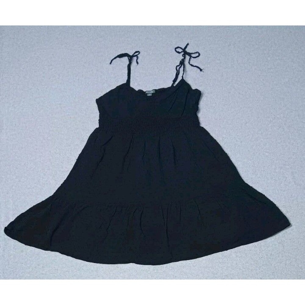 Wild Fable Babydoll Halter Milkmaid Mini Dress Womens Size XL Black Swiss Dot...